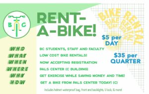 Rent a bike, $5 per day or $35 per quarter