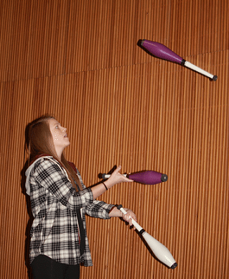 Reh Juggling in the play Carnival