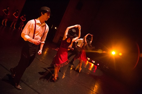 Group dancing to latin music