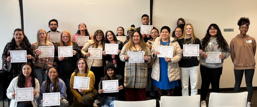 TRIO students pose with certificates at Awards ceremony.