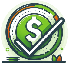 Green icon with dollar sign and check mark, used to certify VA benefits