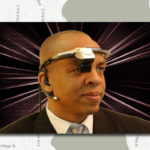 Dr. Paul Jackson wearing an early AR style headset.