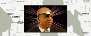 Dr. Paul Jackson wearing an early AR style headset.