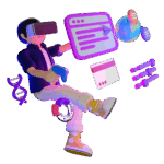 Person floating in air and having fun using XR technology
